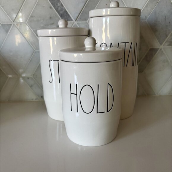Rae Dunn Contain Store Hold Containers with Lids Set of Three 3 Brand New - Picture 5 of 10